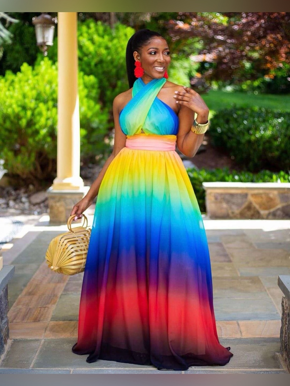 Rainbow Ombre Halter Maxi Dress NWOT 2XL